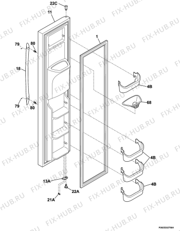 Взрыв-схема холодильника Electrolux ERL6296XK4 - Схема узла Freezer door